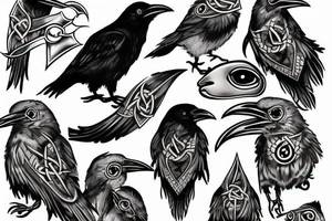 Viking style raven with number 13 in eye tattoo idea