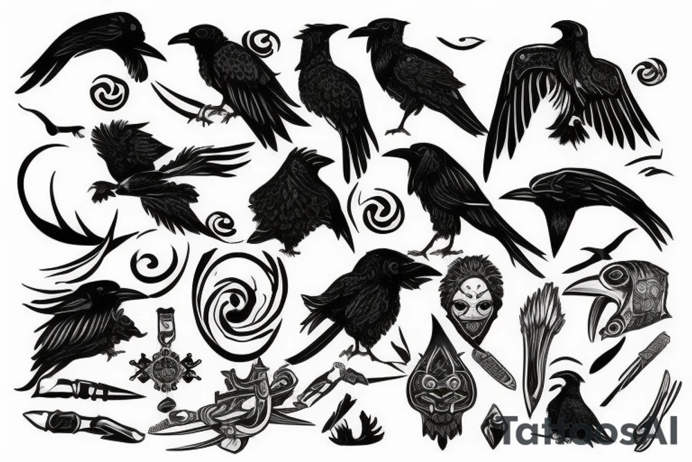 Viking style raven 13 in eye tattoo idea
