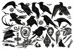 Viking style raven 13 in eye tattoo idea