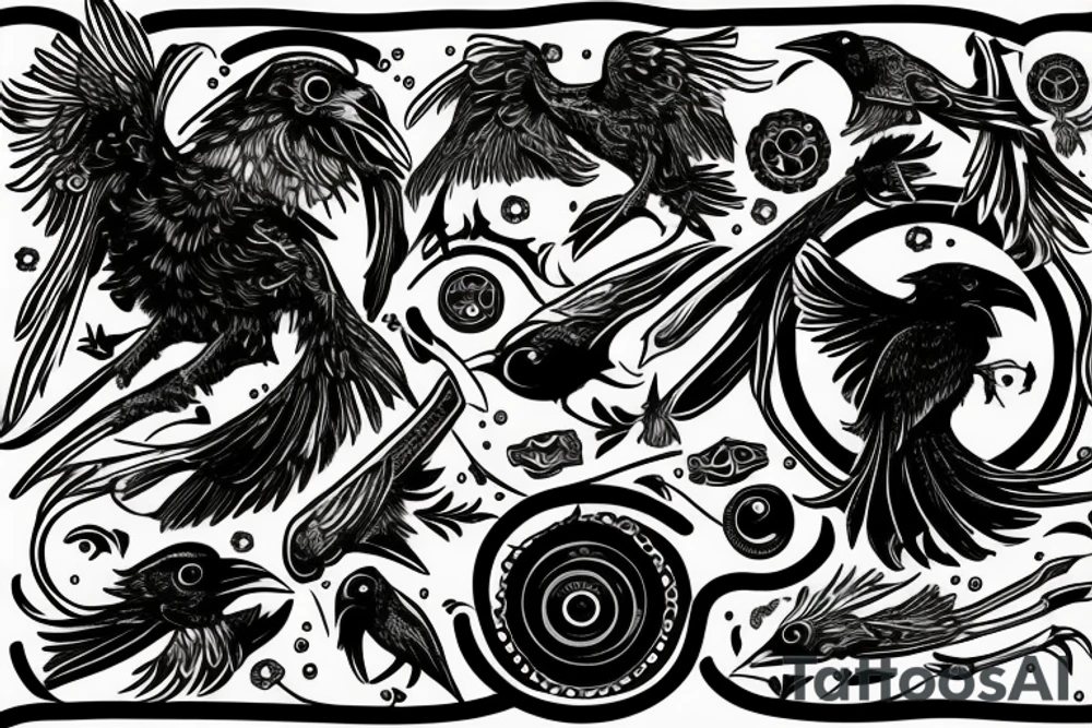 Viking style raven 13 in eye tattoo idea