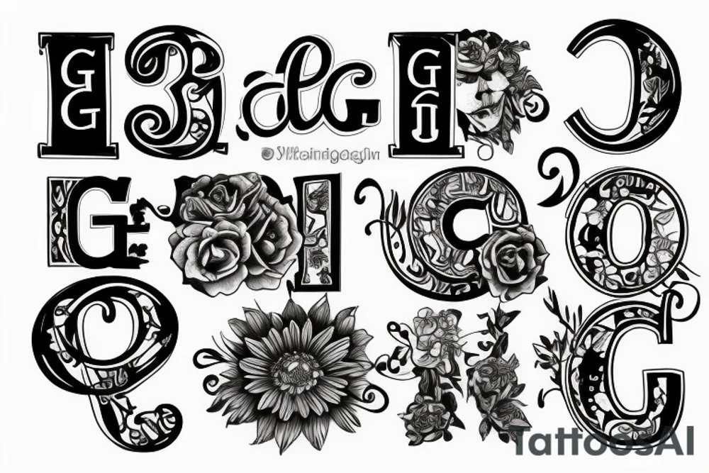 Letter g , g and i merge tattoo idea