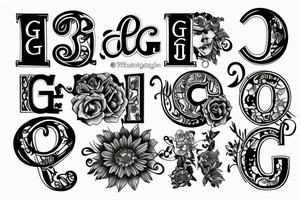 Letter g , g and i merge tattoo idea