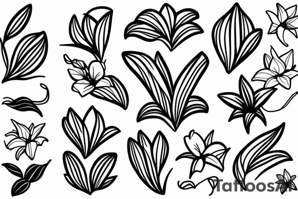 Lily, African violets,lyre flower tattoo idea