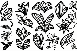 Lily, African violets,lyre flower tattoo idea