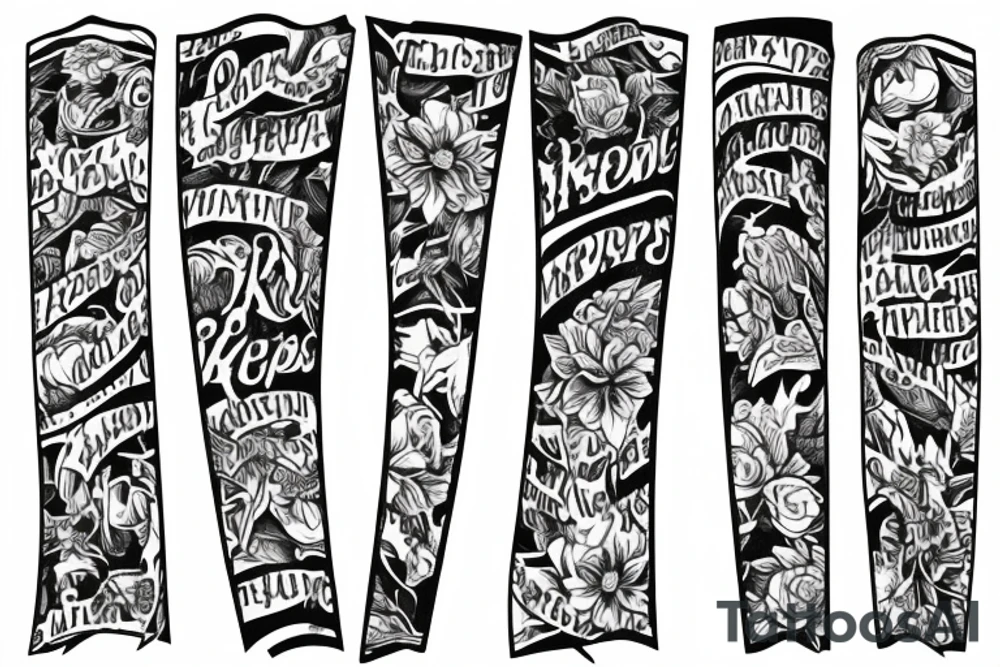 the word My Brothers Keepers wrapped in a ribbon tattoo idea