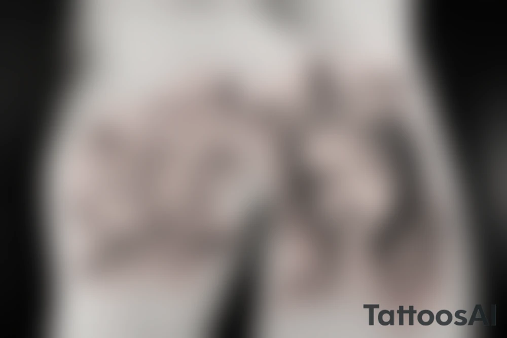A womens body lines holding herself with a magnolia as head tattoo idea A womens body lines holding herself with a magnolia as head tattoo idea