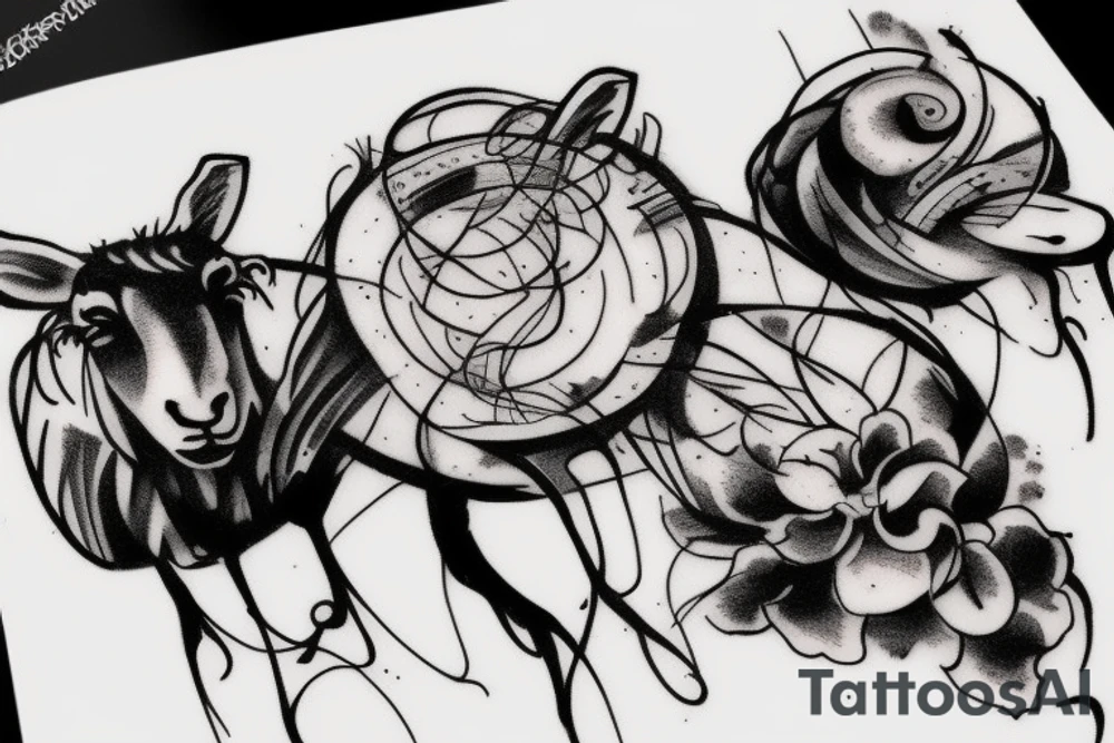 sleeping sheep in abstract mode tattoo idea