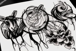 sleeping sheep in abstract mode tattoo idea