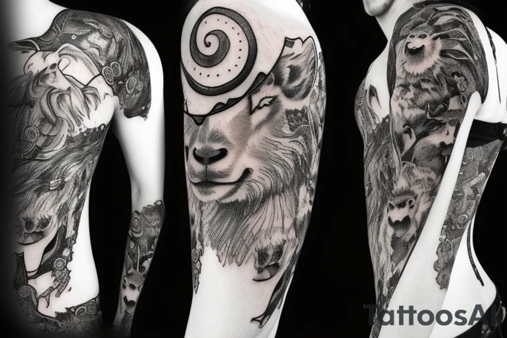 sleeping sheep with wolf fur tattoo idea