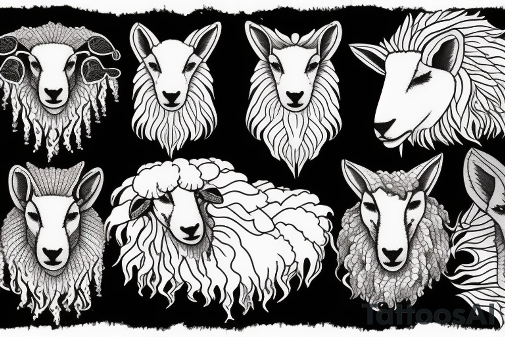 sleeping sheep with wolf fur tattoo idea