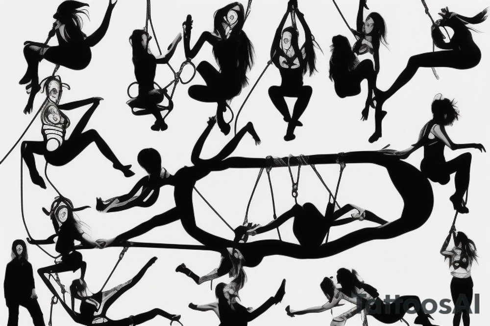 bondage girl climbing in the sky tattoo idea