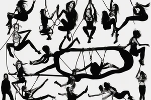 bondage girl climbing in the sky tattoo idea