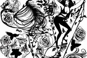 bondage girl climbing in the sky tattoo idea