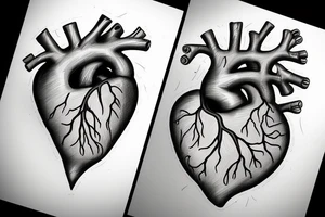 Human heart, with veins and arteries, but separately from humans tattoo idea