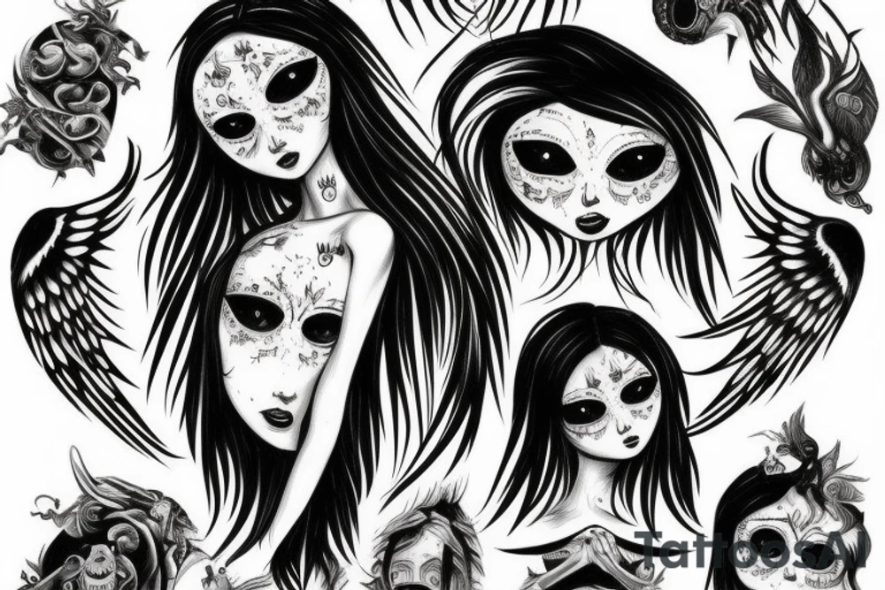 Seraphim angel with many eyes and very creepy or dark tattoo idea