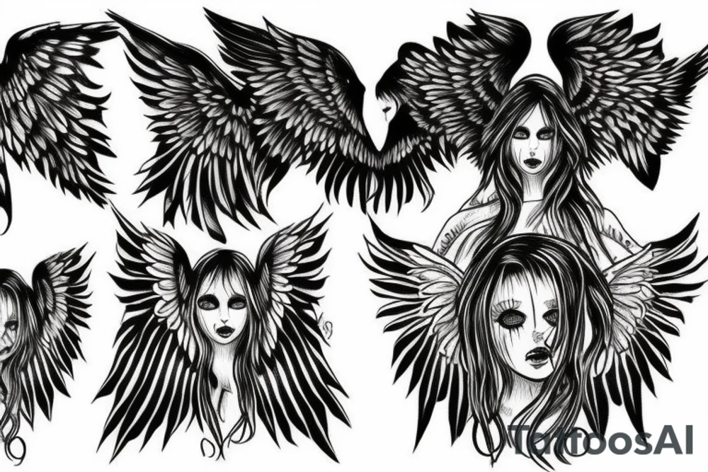 Seraphim angel with many eyes and very creepy or dark tattoo idea