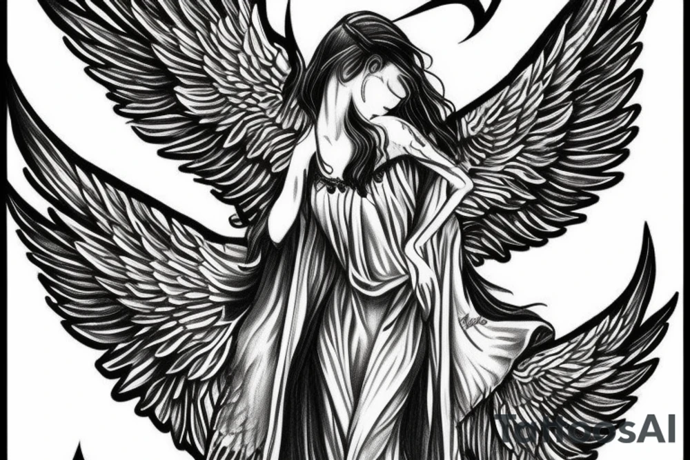 Seraphim angel with many wings eyes tattoo idea