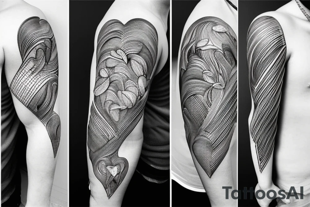 Human heart, with veins and arteries, but separately from humans tattoo idea