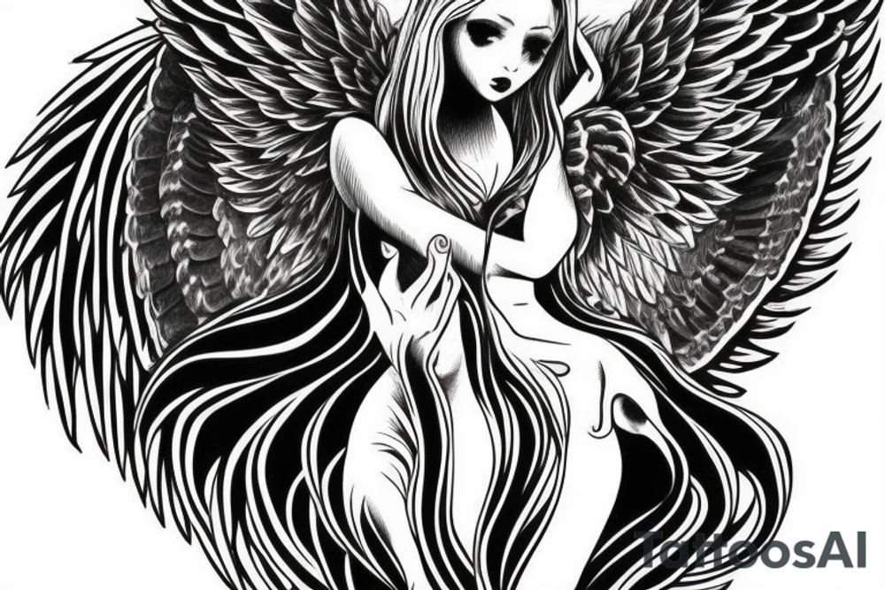 Seraphim without sex gender angel with many wings eyes tattoo idea