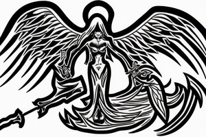 Angel of death holding a flaming sword tattoo idea