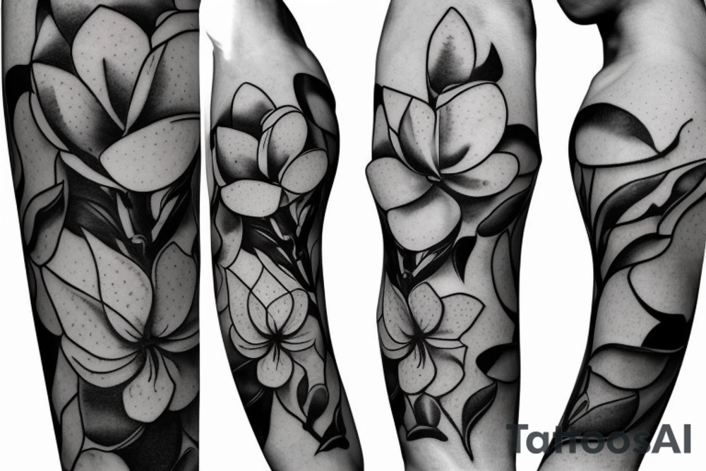 Curved magnolia Flowers that are fading into the skin tattoo idea