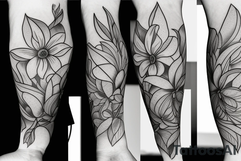 Curved magnolia Flowers that are fading into the skin tattoo idea