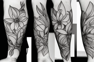 Curved magnolia Flowers that are fading into the skin tattoo idea