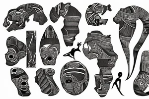 African Giant text surrounded by African themes tattoo idea