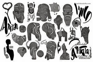African Giant text surrounded by African themes tattoo idea