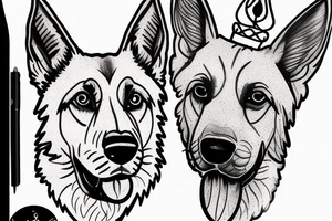 Outline of a german shepard with design going through it tattoo idea