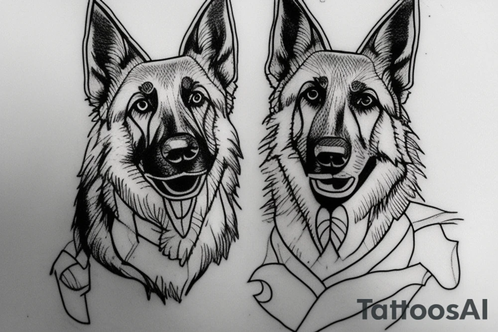 Outline of a german shepard with design going through it tattoo idea