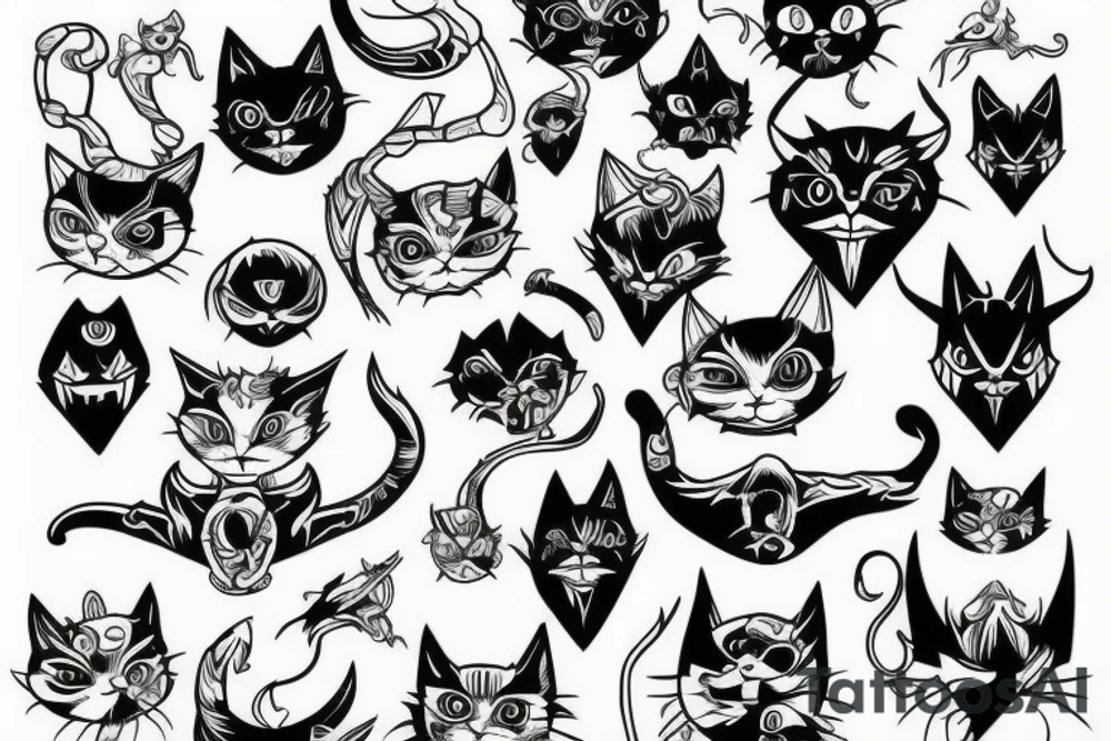 Demon cat tattoo idea