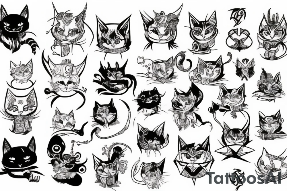 Demon cat tattoo idea