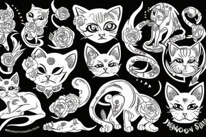Demon cat tattoo idea