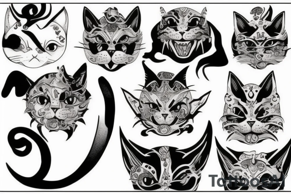 Demon cat tattoo idea