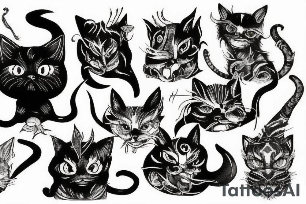 Demon cat tattoo idea