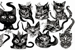 Demon cat tattoo idea