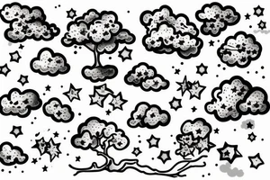 Cherry tree with clouds and a star tattoo idea