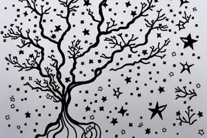 Cherry tree with clouds and a star tattoo idea
