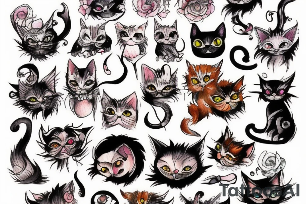 Demon cat tattoo idea