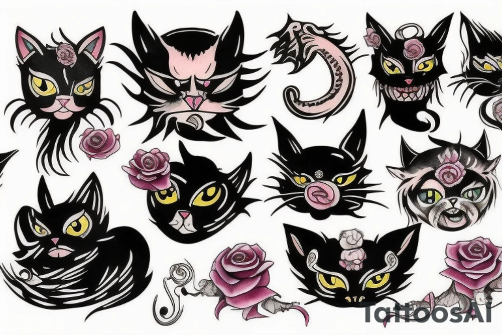 Demon cat tattoo idea
