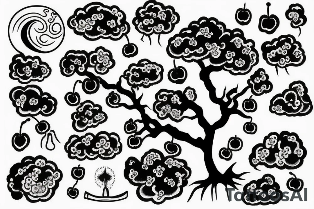Cherry tree with clouds tattoo idea