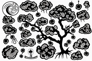 Cherry tree with clouds tattoo idea