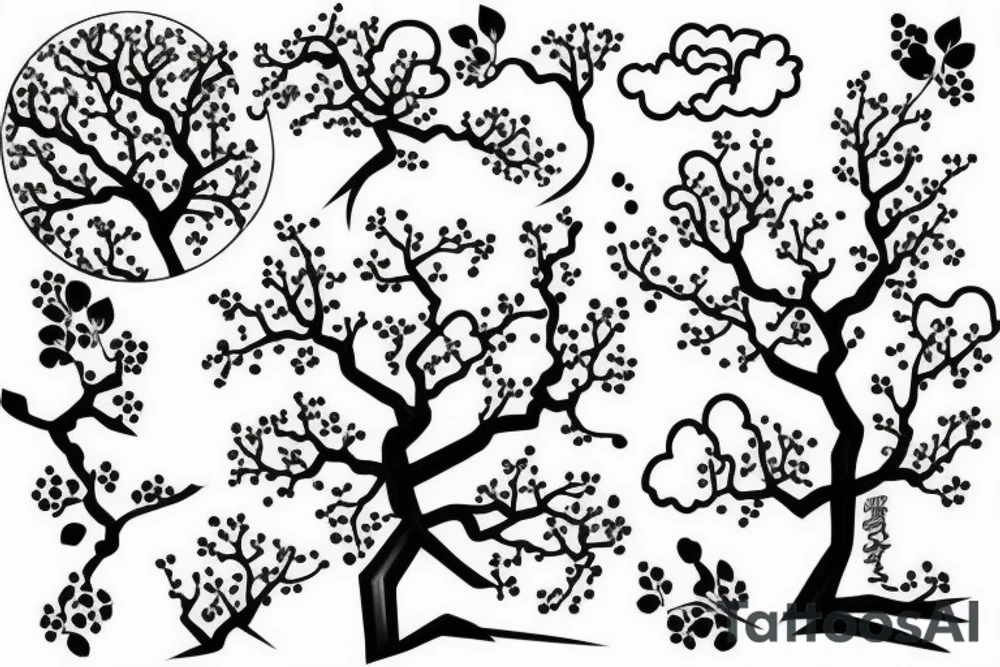 Cherry tree with clouds in the background tattoo idea
