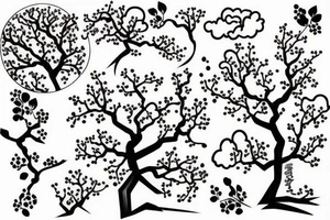 Cherry tree with clouds in the background tattoo idea