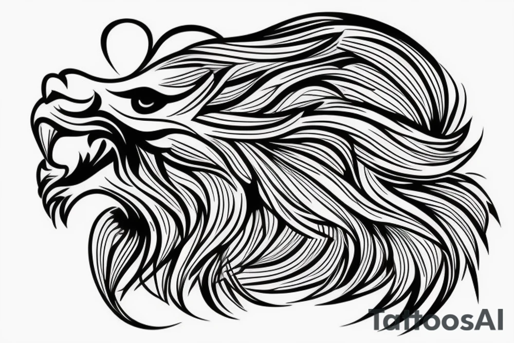 lion head with mane looking like flying bird tattoo idea