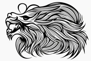 lion head with mane looking like flying bird tattoo idea