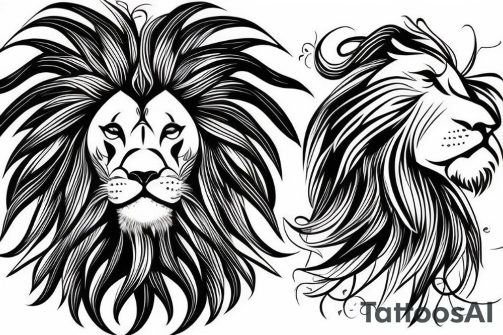 lion head with mane looking like flying bird tattoo idea