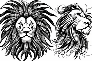 lion head with mane looking like flying bird tattoo idea