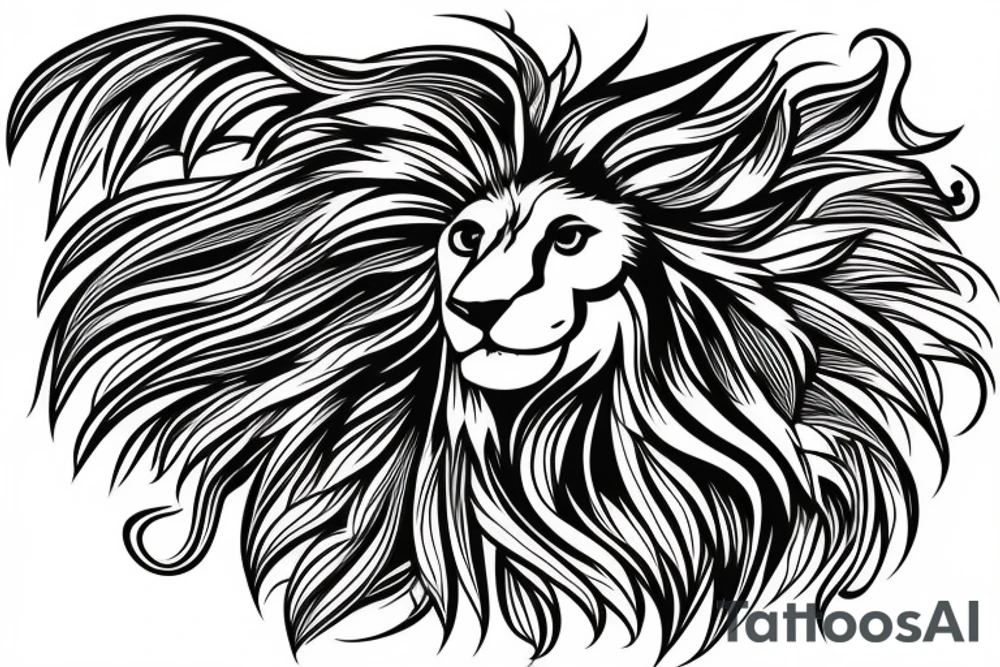 lion head with mane looking like flying bird tattoo idea